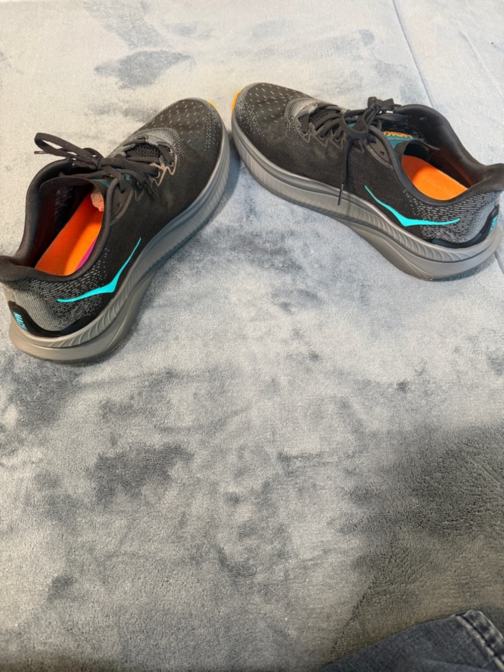 Hoka Mach 6 Black Running Sneakers with Orange and Teal Accents - Picture 4 of 8